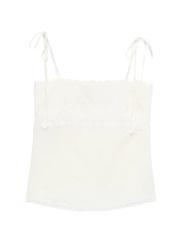 Valentino Garavani Lace-trim Tie-strap Top in Neutrals
