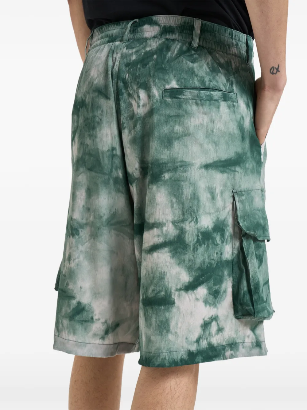  Y-3 Tie-dye Cargo Shorts - Green 