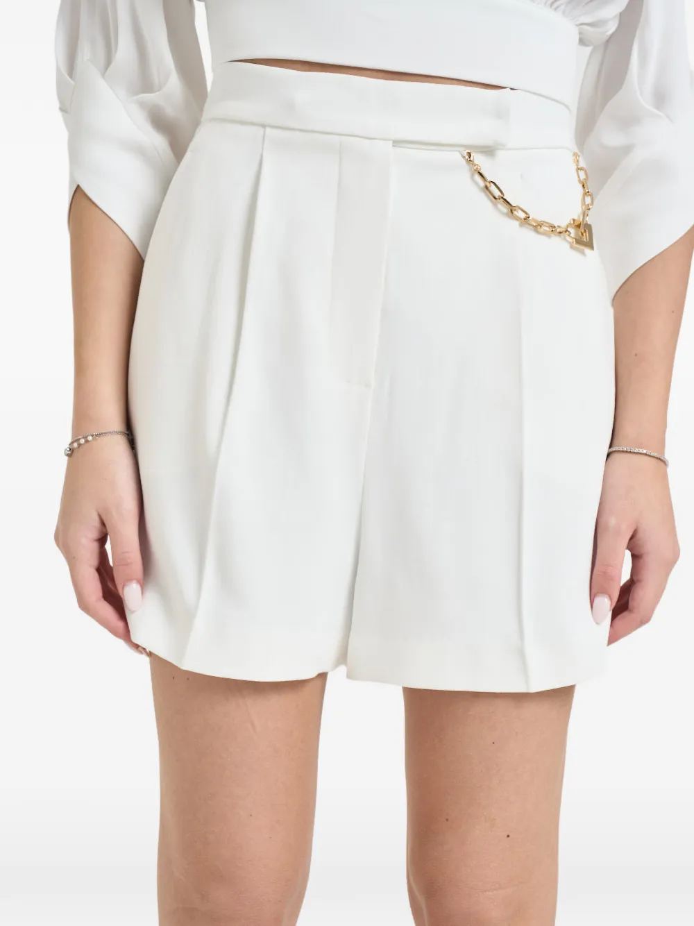  Elisabetta Franchi Chain Embellished Shorts - White 