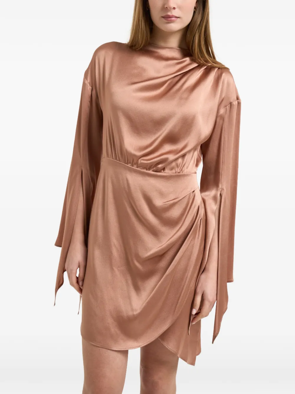 Semicouture flare-sleeves draped mini dress - Toni neutri