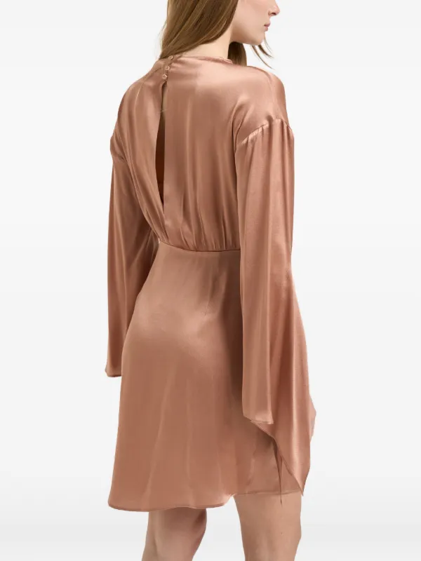 draped mini dress with sleeves Long Sleeve Plunge Front Draped Detail Mini Dress In Gold Sequin | EGO US