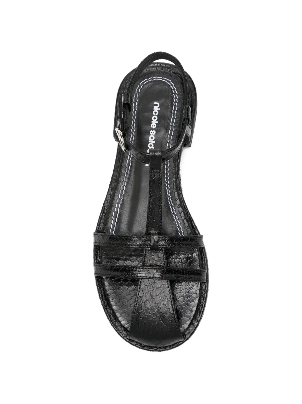 Nicole Saldaña crocodile-embossed sandals Zwart