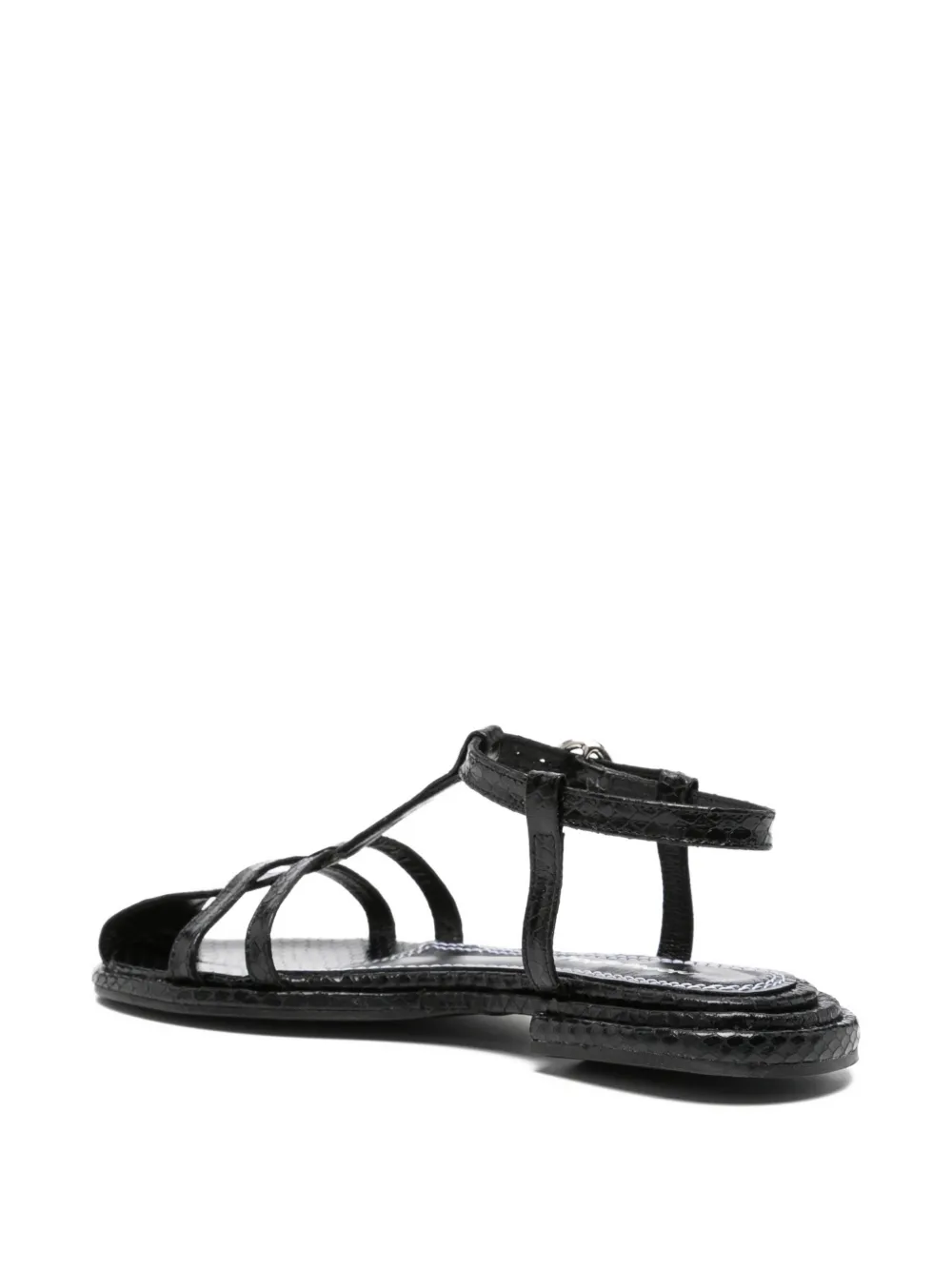 Nicole Saldaña crocodile-embossed sandals Zwart