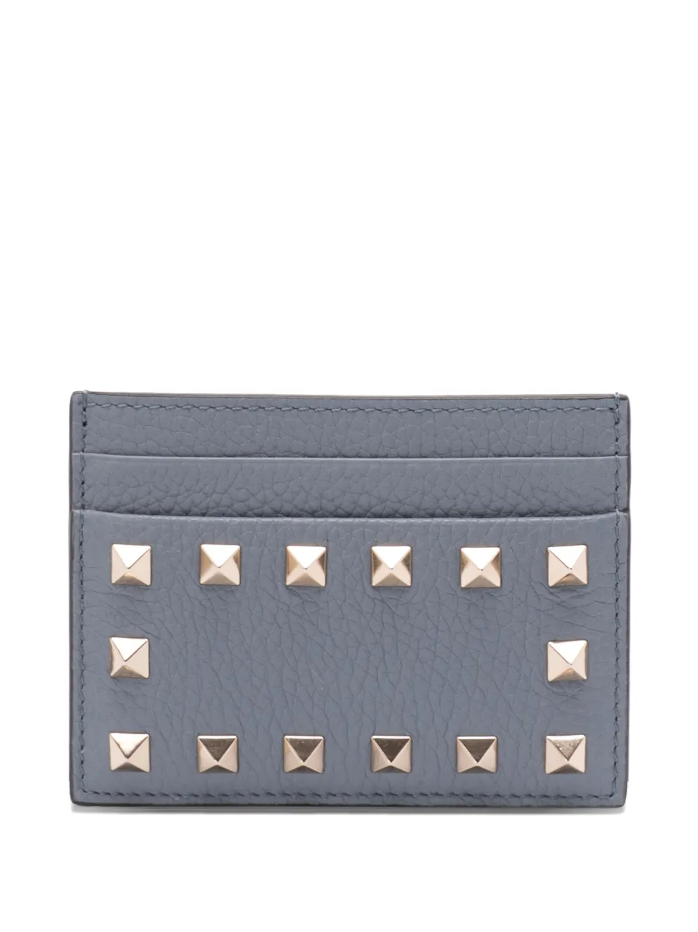 Valentino Garavani Rockstud leather card holder - Grigio