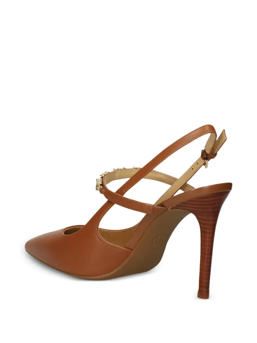 Michael Kors Dina Flex studded leather court pumps Bruin