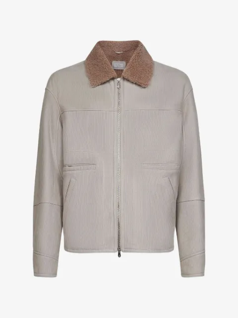 Brunello Cucinelli zip shearling-collar jacket