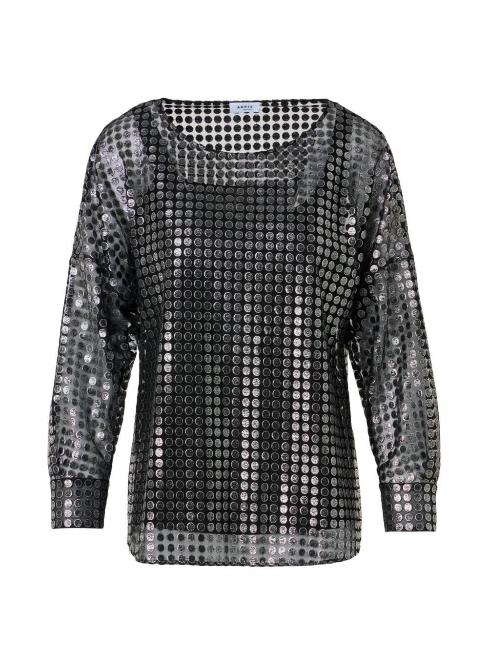 Akris Punto brushed metallic dot-embroidered blouse - Grigio