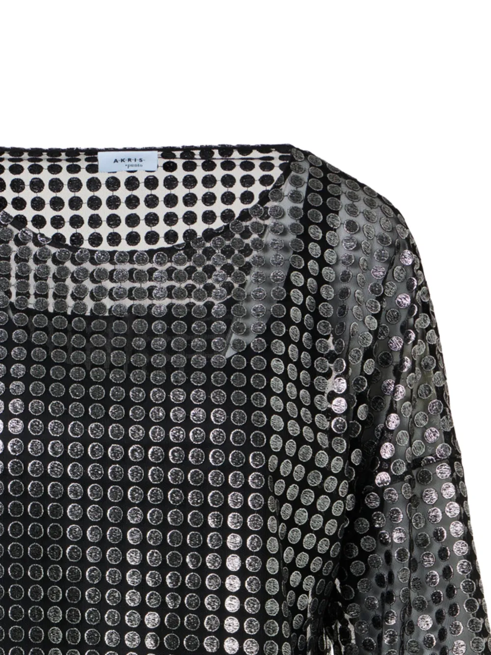  Akris Punto Brushed Metallic Dot-embroidered Blouse - Grey 