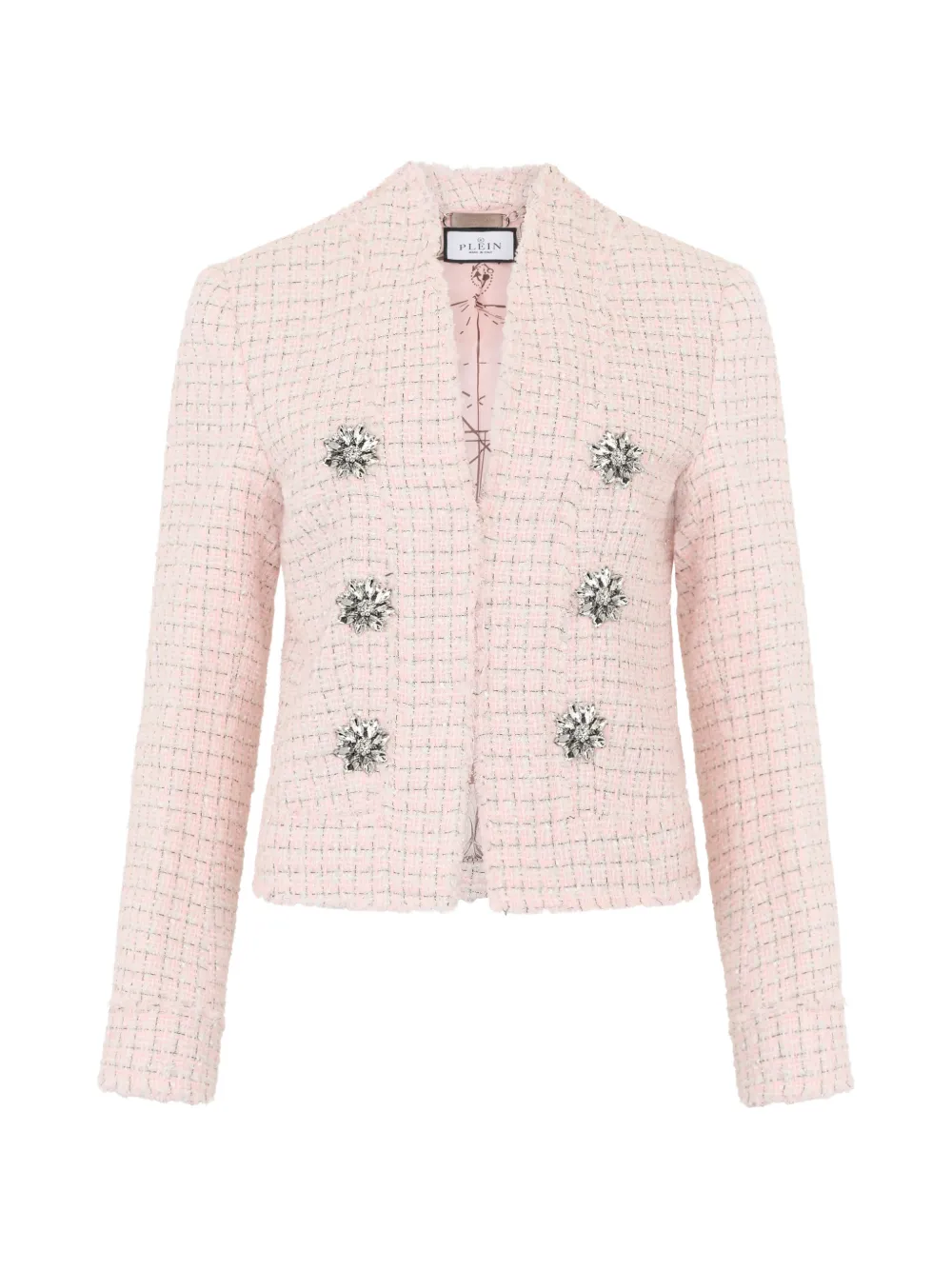 Philipp Plein crystal-embellished tweed jacket - Rosa