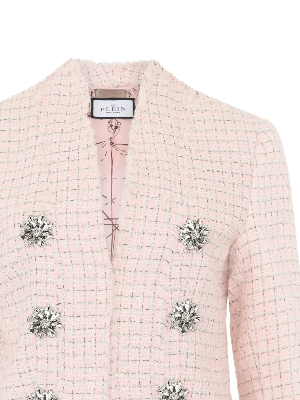  Philipp Plein Crystal-embellished Tweed Jacket - Pink 