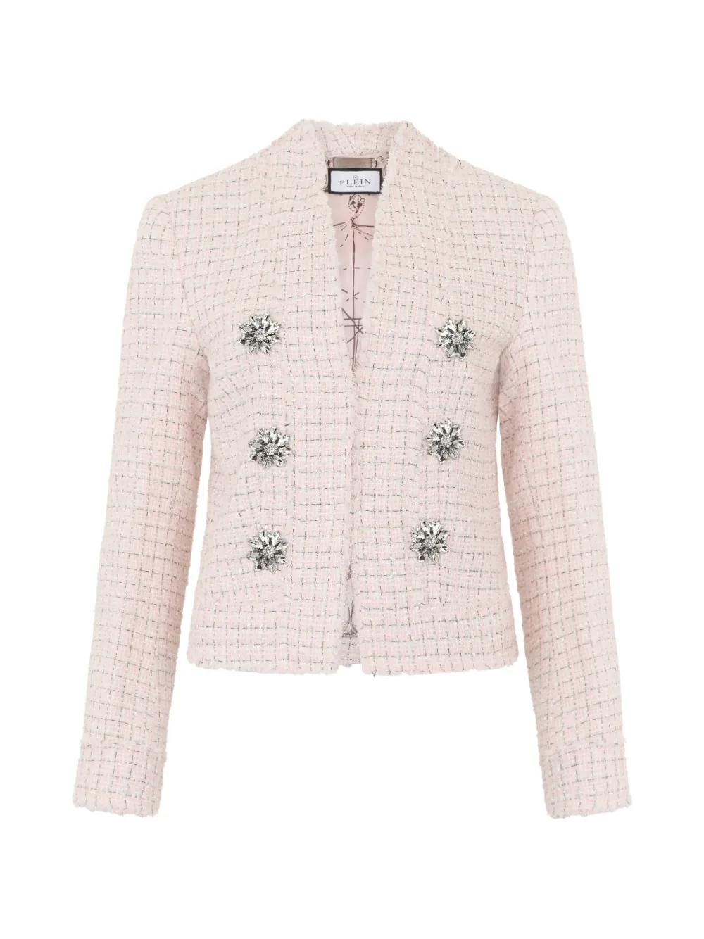 Philipp Plein crystal-embellished tweed jacket - Pink