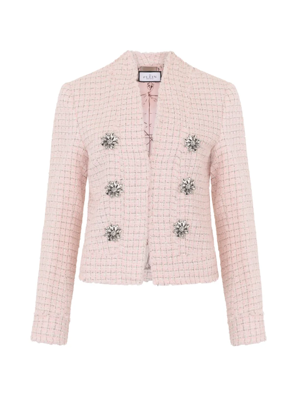 Philipp Plein crystal-embellished tweed jacket - Rosa