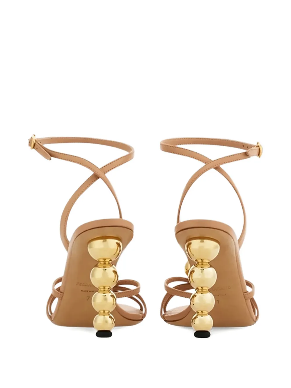 Ferragamo gold-tone embellishment heel sandals Beige