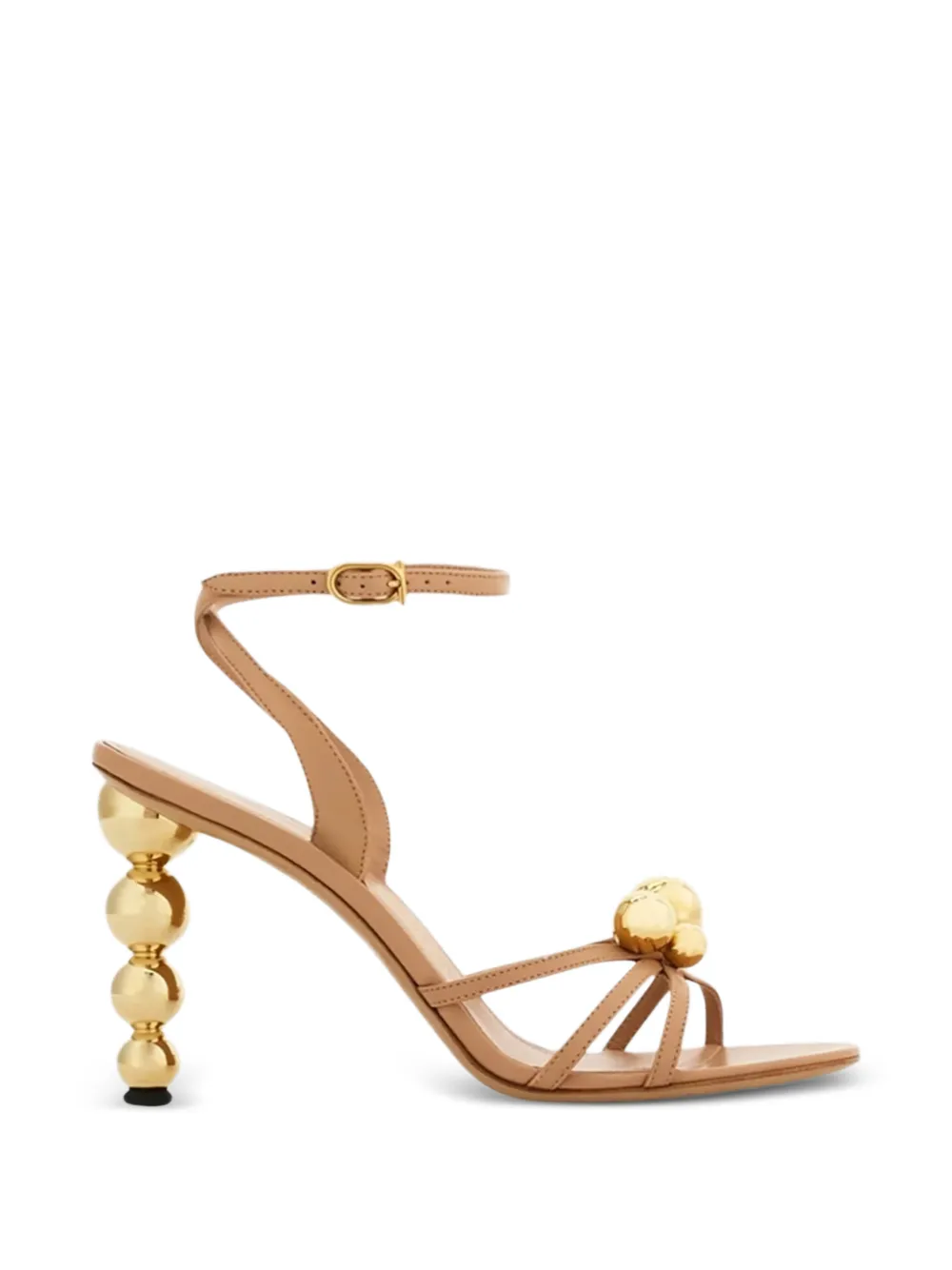 Ferragamo gold-tone embellishment heel sandals Beige