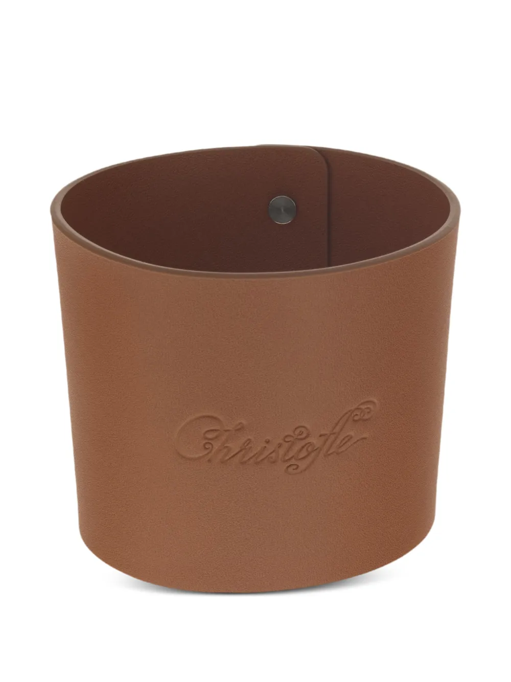 Christofle Objets Miroir Logo-embossed Leather Cup Sleeve In Brown