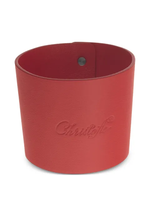 Christofle Objets Miroir logo-embossed leather cup sleeve