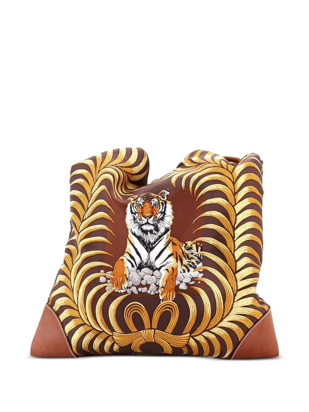 Hermès Pre-Owned Silky City Bag Printed Silk and Leather PM crossbody bag - Marrone