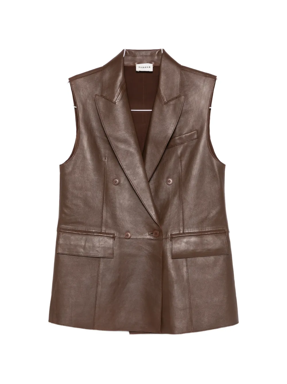 P.a.r.o.s.h Double-breasted Pocket Gilet In Brown