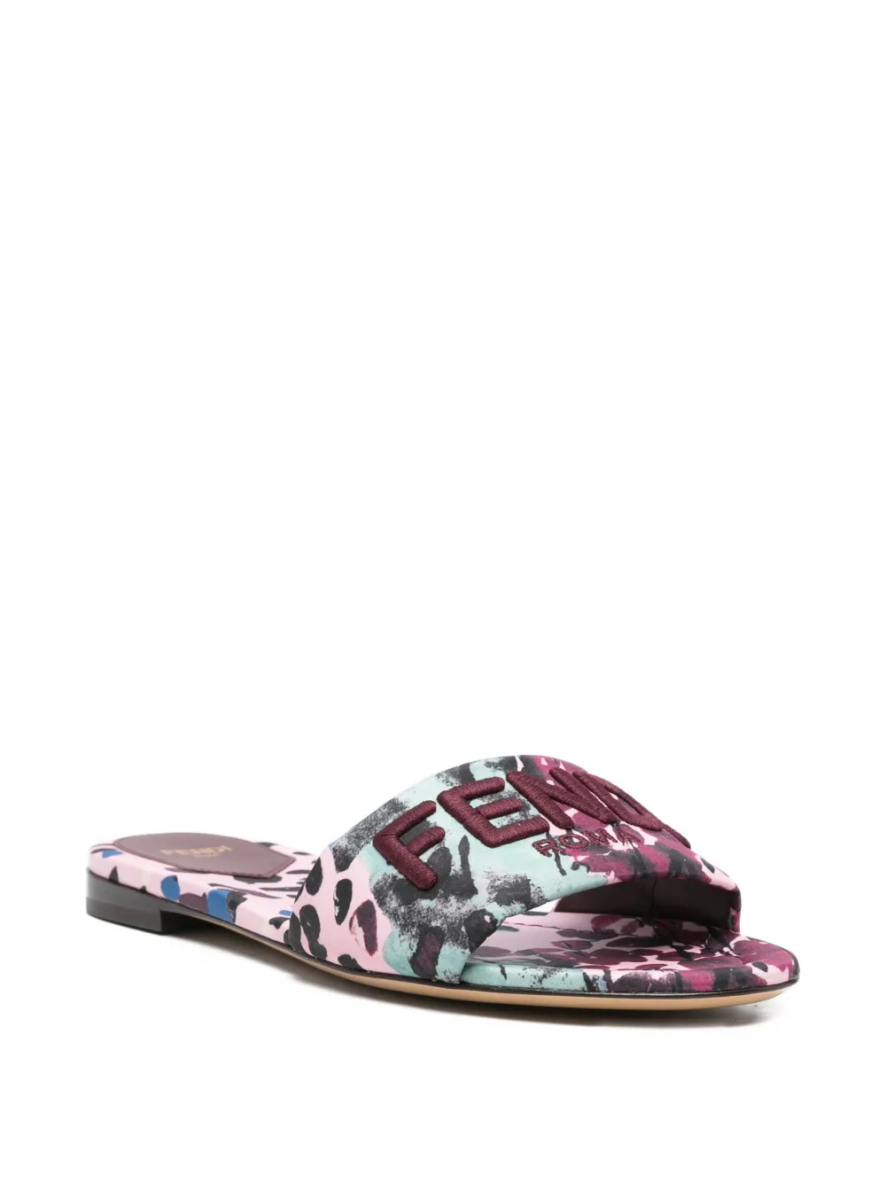 FENDI Sandalen met geborduurd logo en bloemenprint Roze