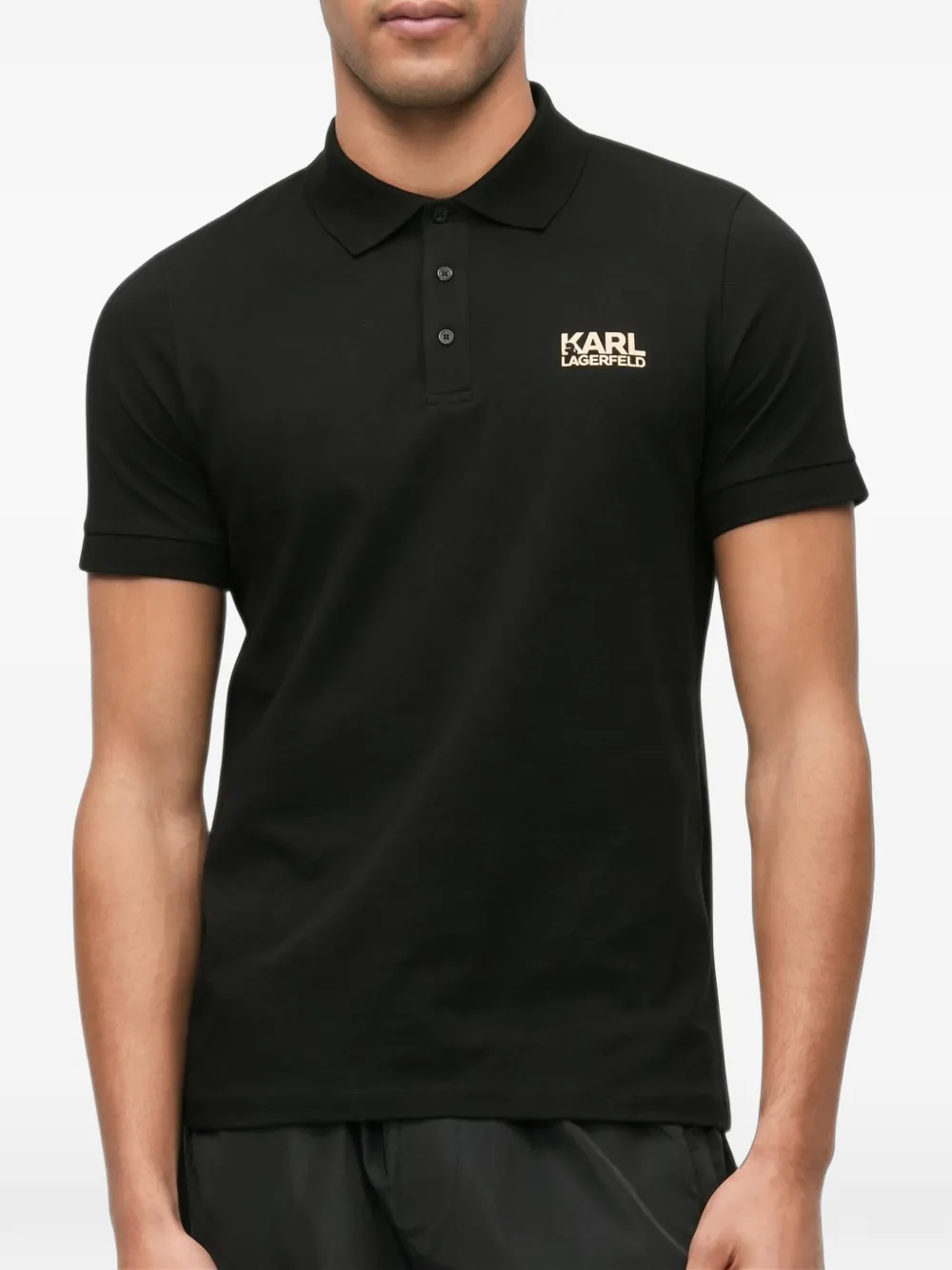 Karl Lagerfeld logo-print cotton polo shirt Zwart