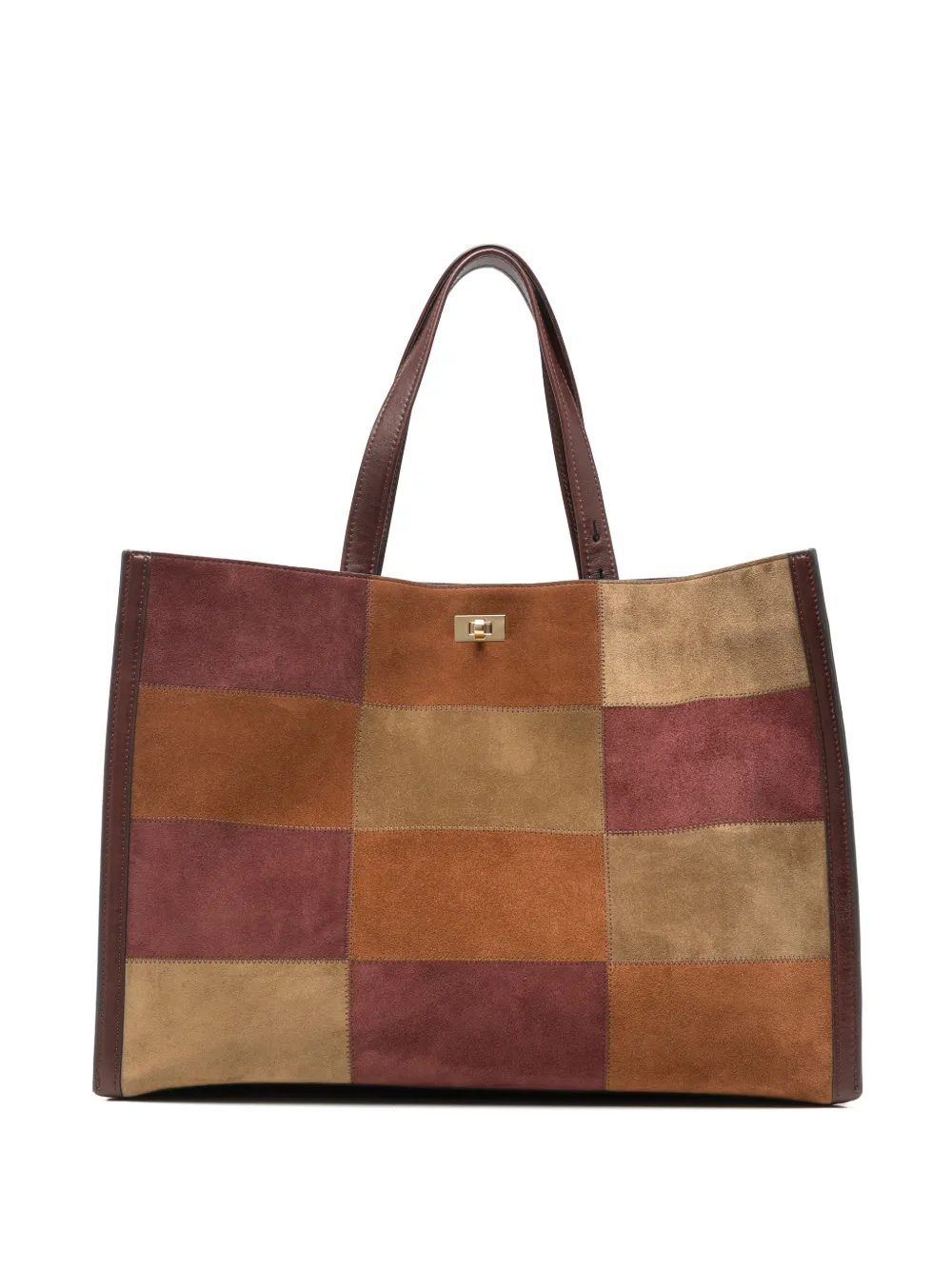Anya Hindmarch Mortimer suède shopper met patchwork Bruin
