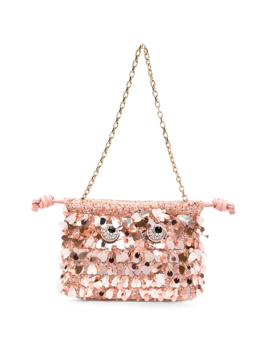 Anya Hindmarch sequin-embellished Eyes shoulder bag - Pink