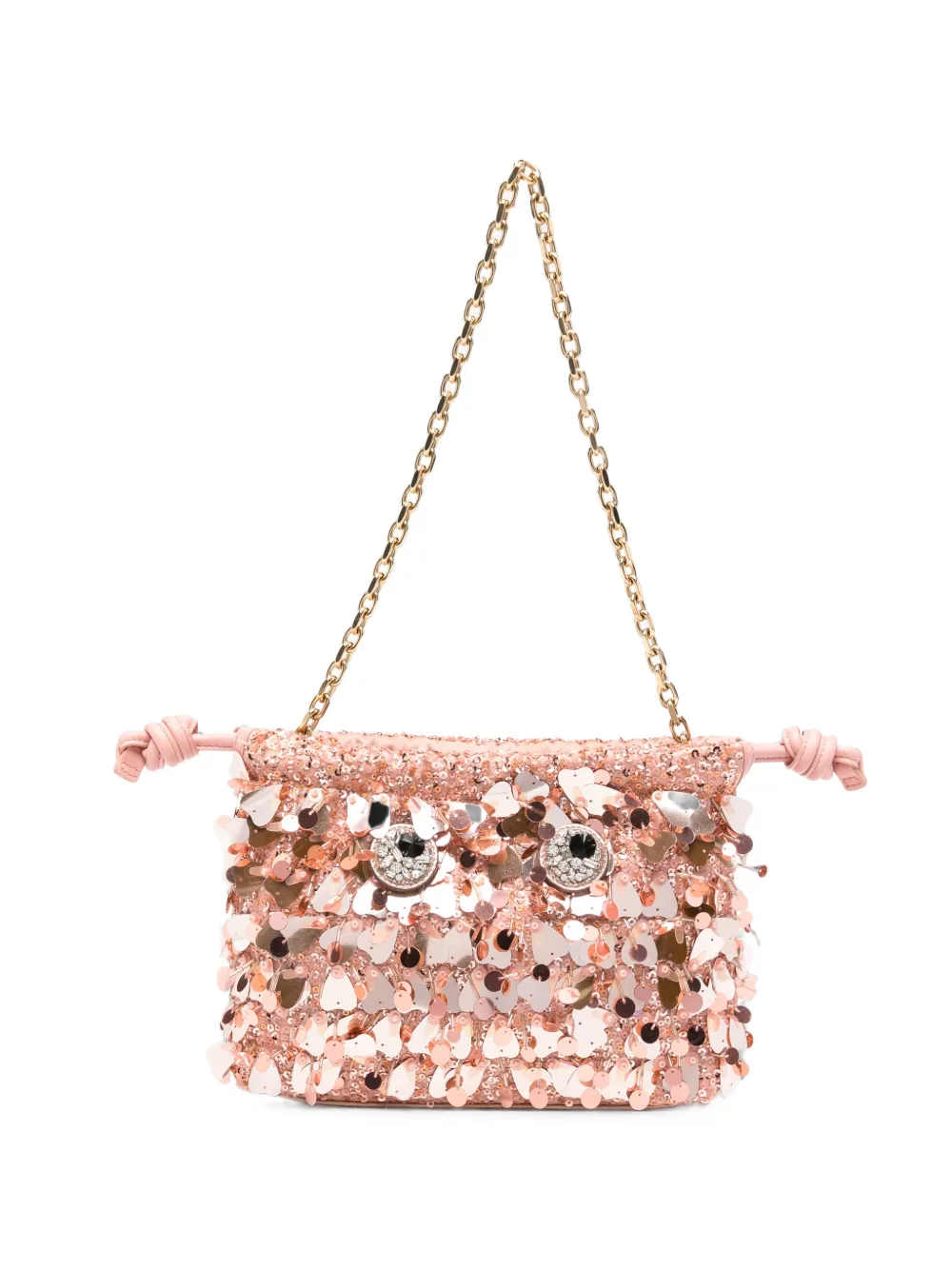 Anya Hindmarch sequin-embellished Eyes shoulder bag - Rosa