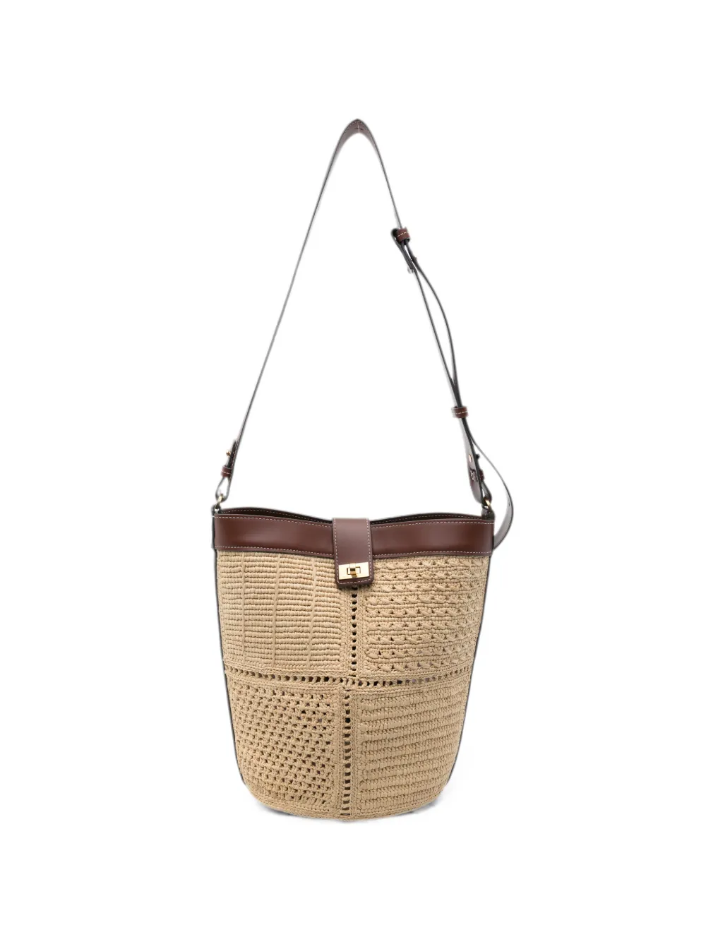 Anya Hindmarch patchwork leather-trim bucket bag - Neutrals