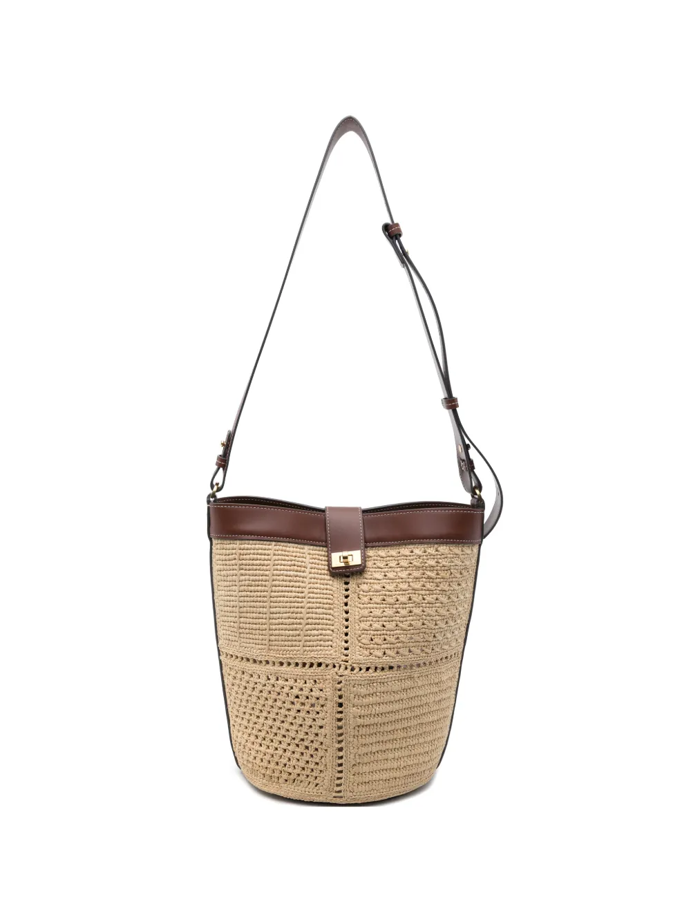 Anya Hindmarch patchwork leather-trim bucket bag - Nude