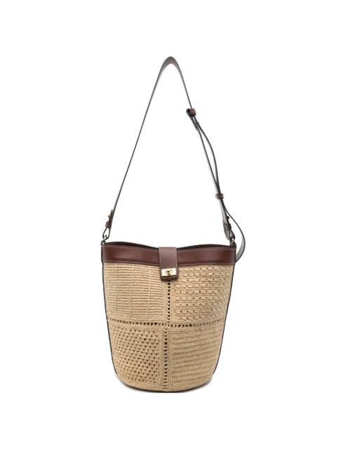 Anya Hindmarch patchwork leather-trim bucket bag