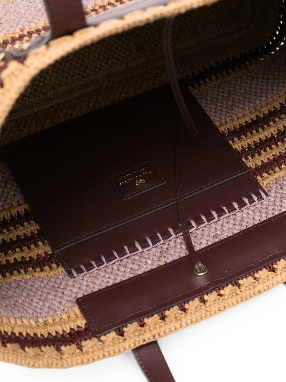 Anya Hindmarch E/W Natural Raffia Stripe Tote Bag in Multi in Neutrals, view 5