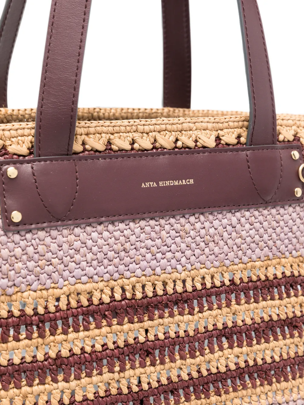 Anya Hindmarch E/W Natural Raffia Stripe Tote Bag in Multi in Neutrals, view 4