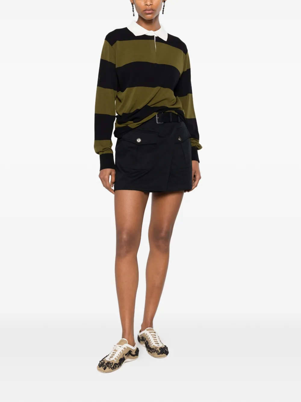 Proenza Schouler Corinna gestreept katoenen poloshirt Zwart