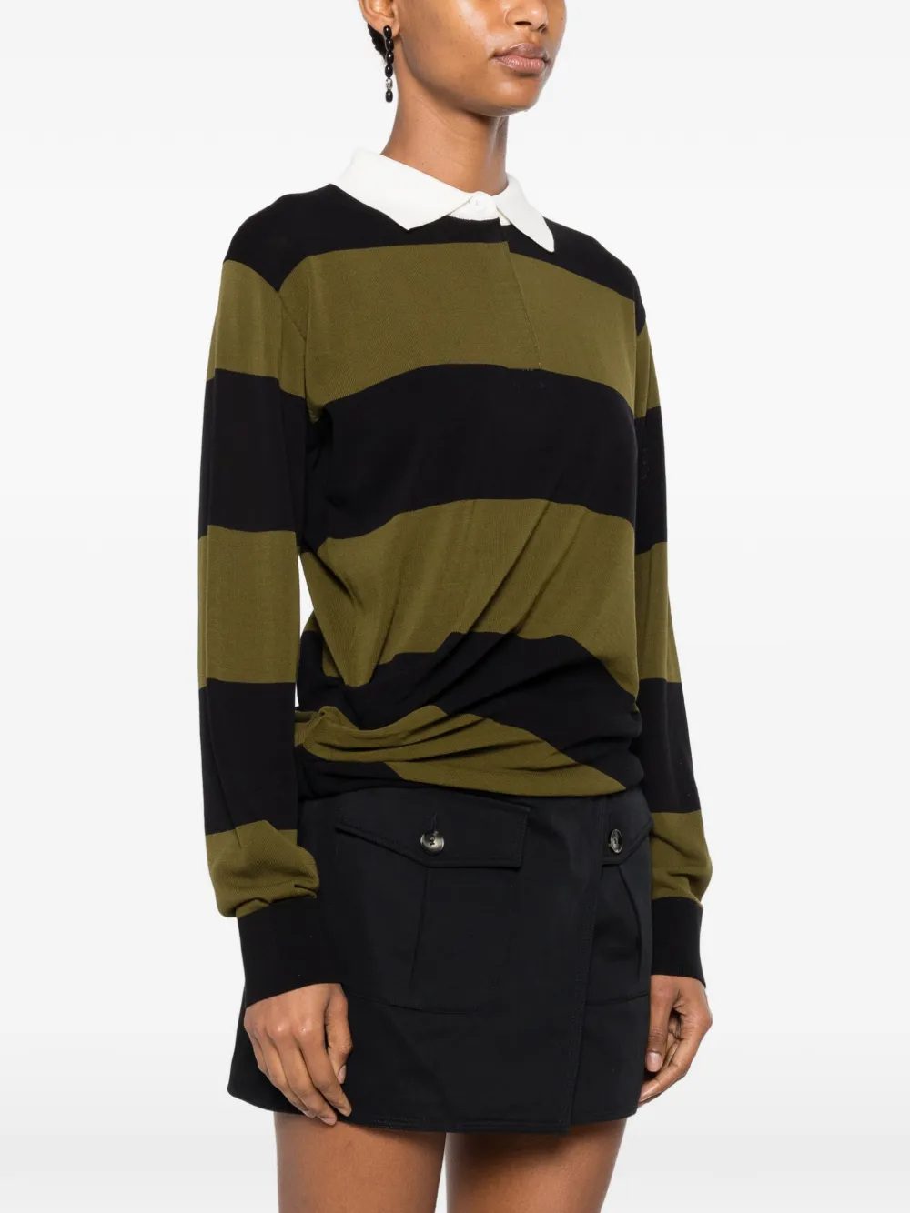 Proenza Schouler Corinna gestreept katoenen poloshirt Zwart