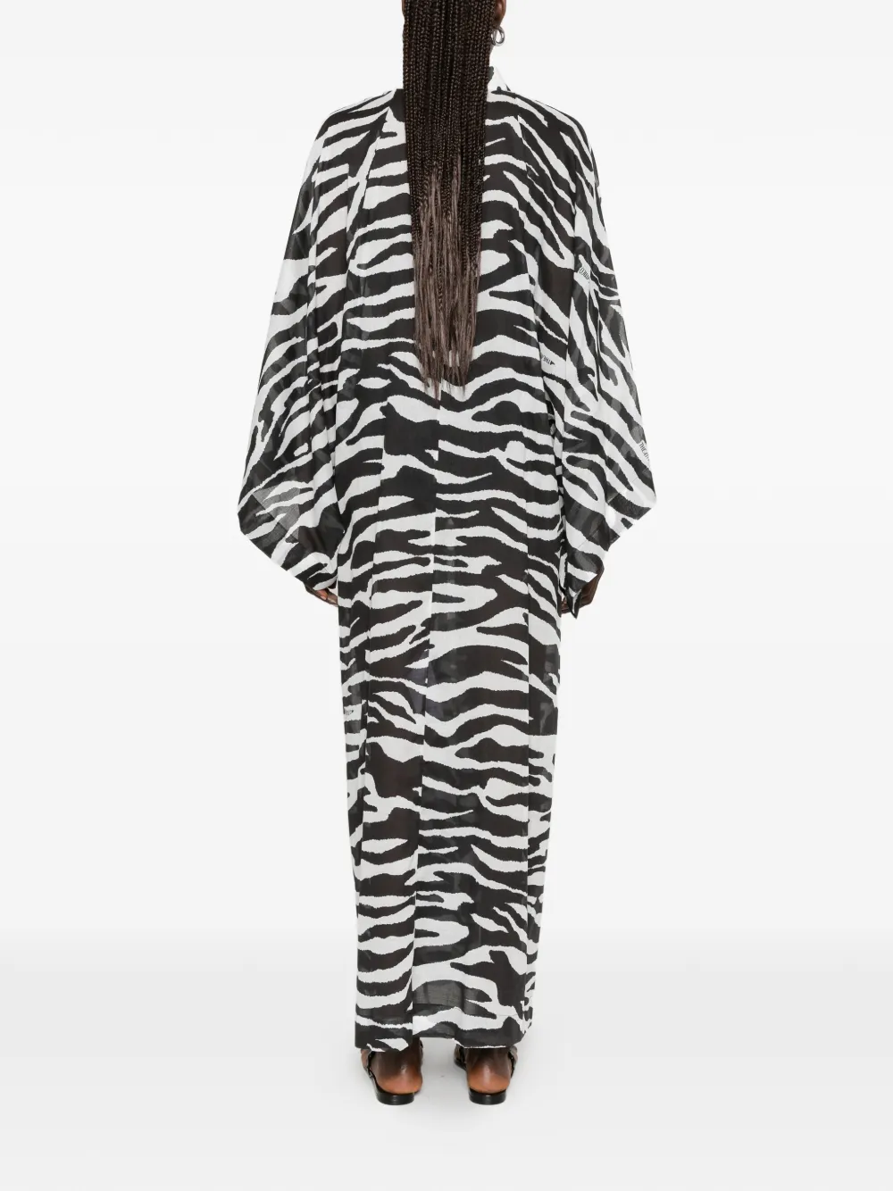The Attico Semi-doorzichtige tuniek met zebraprint Zwart