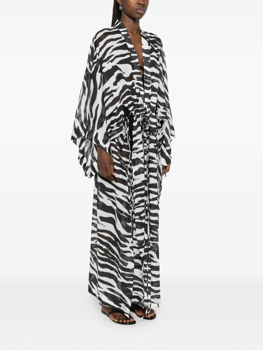 The Attico Semi-doorzichtige tuniek met zebraprint Zwart