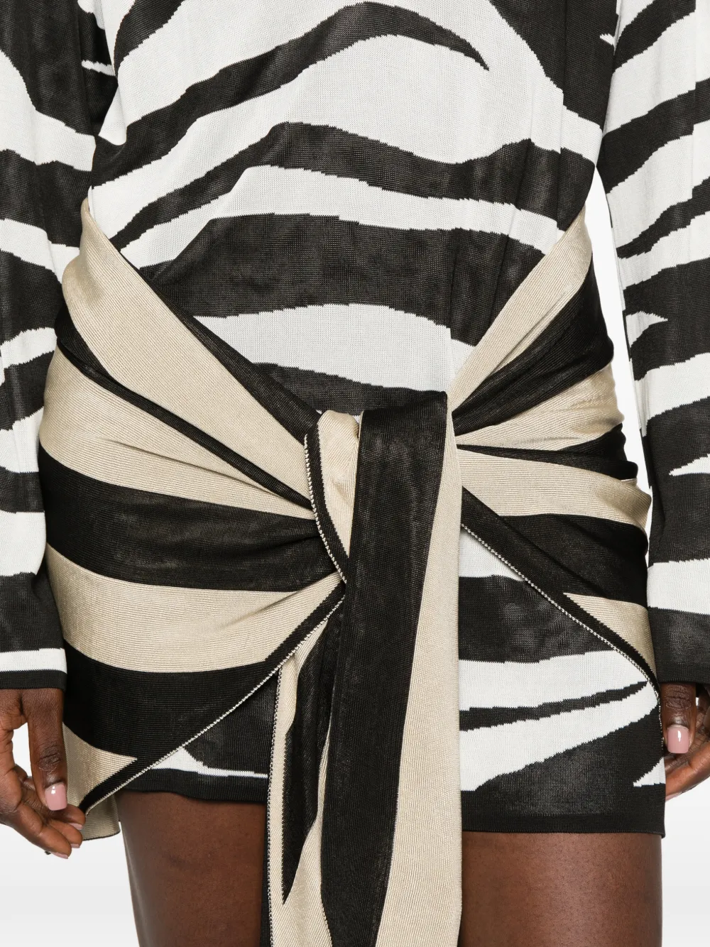 The Attico Geknoopte mini-jurk met zebraprint Zwart