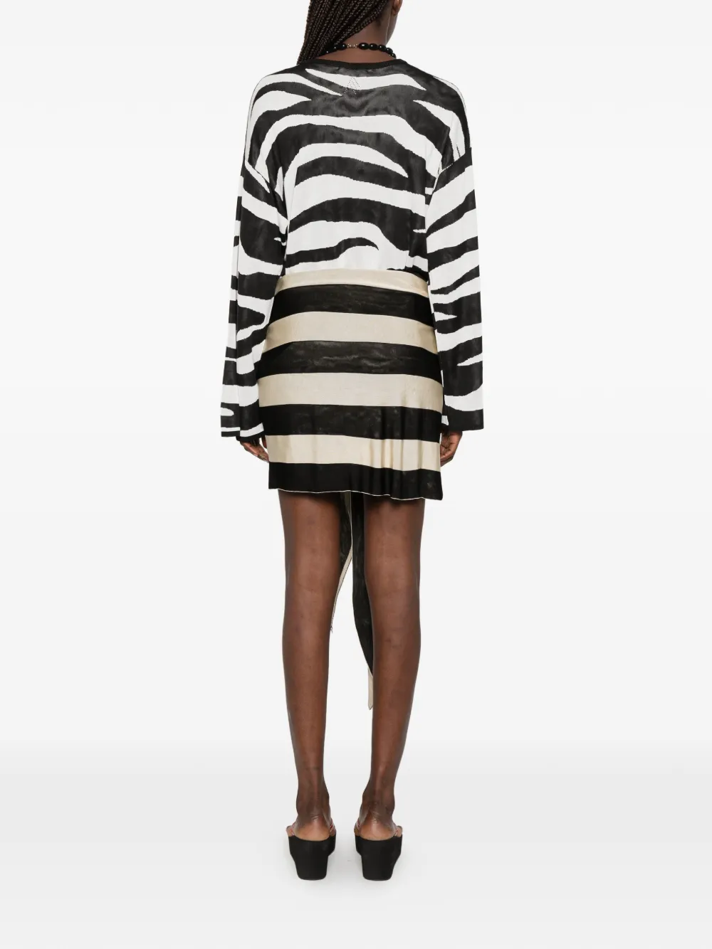 The Attico Geknoopte mini-jurk met zebraprint Zwart