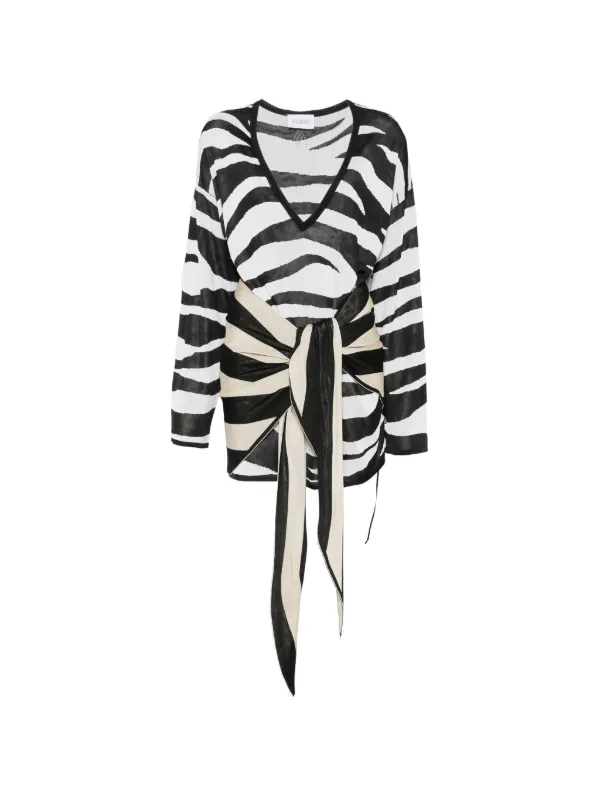 The Attico Zebra-print Knotted Mini Dress in Black
