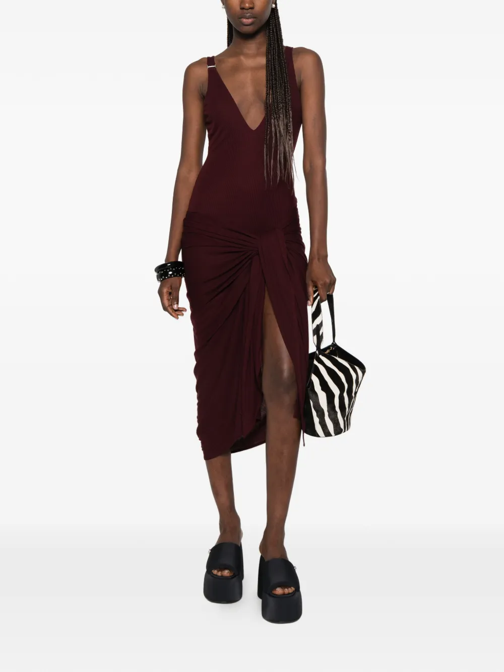 The Attico Dark Grapes midi-jurk Rood