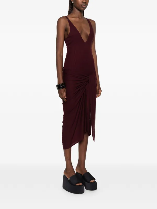 v neck ruched midi dress Maeve Long-Sleeve V-Neck Ruched Midi Dress