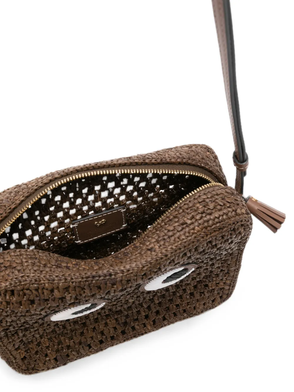 Anya Hindmarch Eyes raffia crossbodytas Bruin