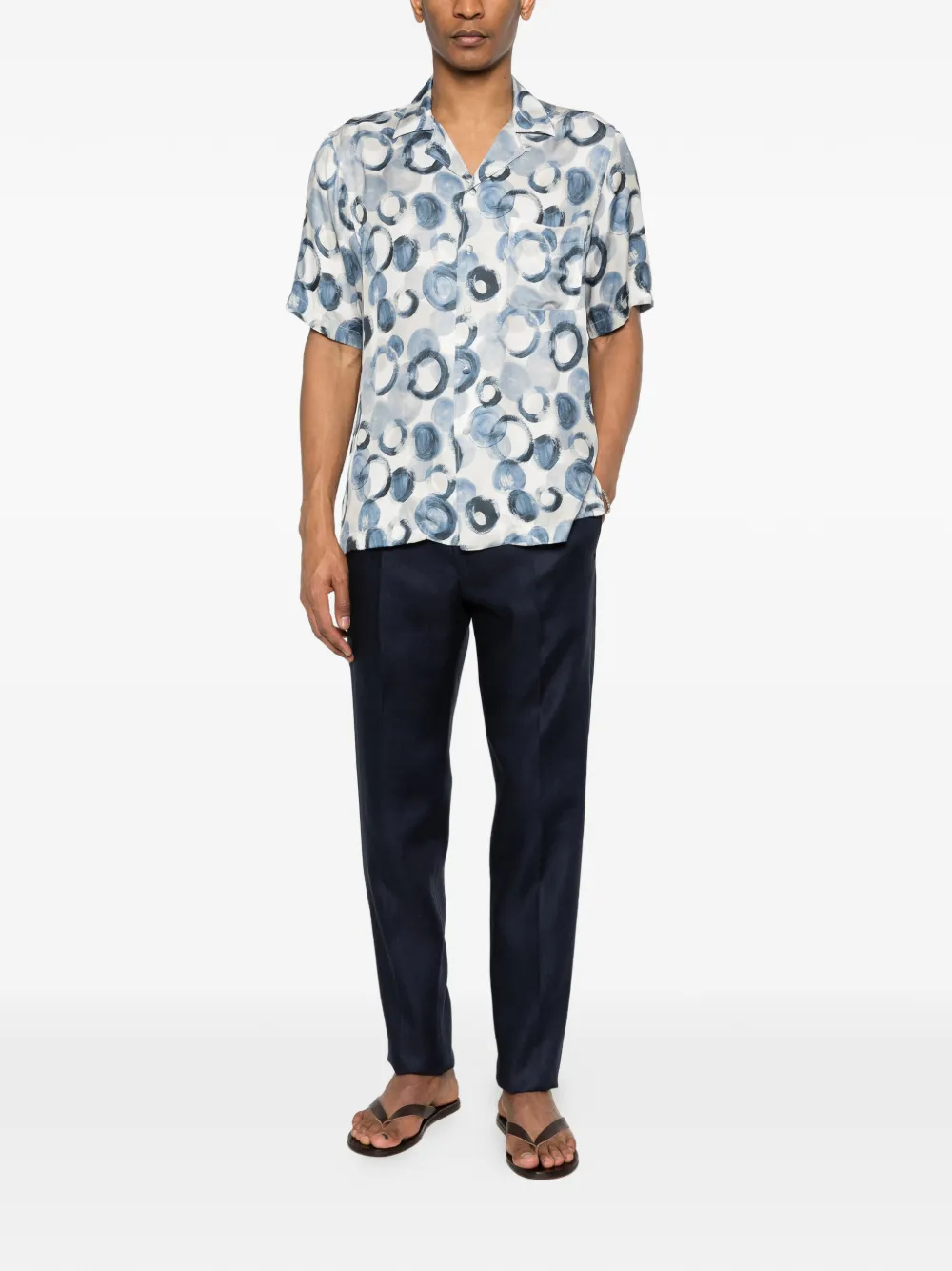 Tagliatore Hawaii overhemd met cirkelprint Blauw
