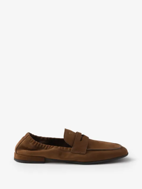 Prada shuffle nubuck leather loafers