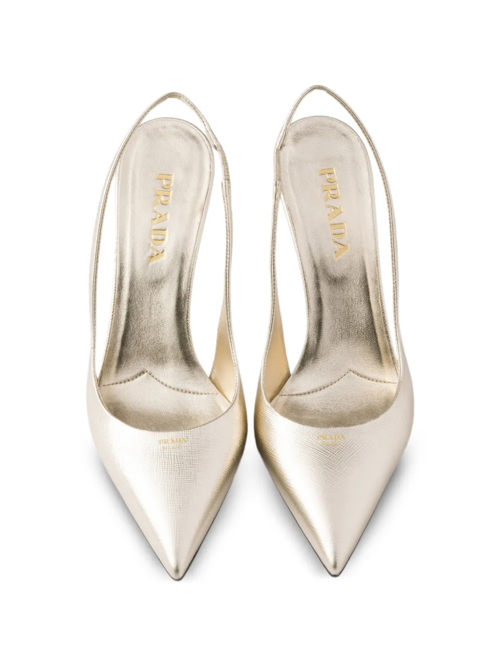 Prada Pumps met leren hak Goud
