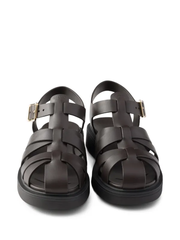 PRADA レザー　サンダル Prada レザーフィッシャーマンサンダル | ブラウン | FARFETCH JP
