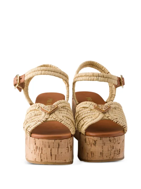 Prada Crochet Platform Sandals | Neutrals | FARFETCH