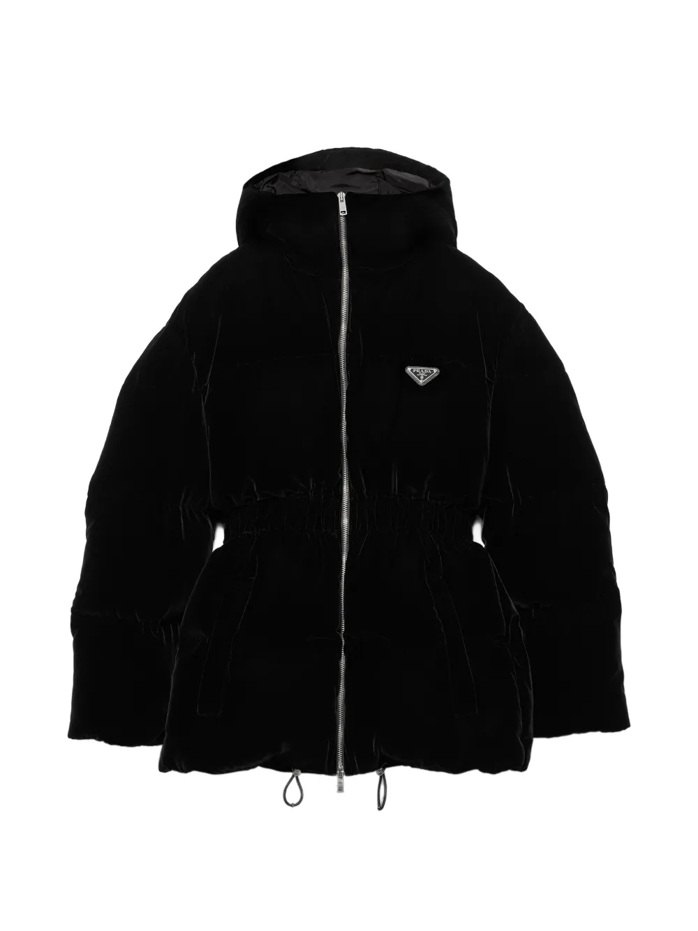 Prada velvet puffer jacket - Nero