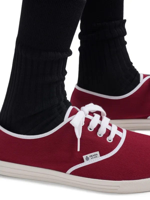 Prada Drill lace-up Sneakers | Red | FARFETCH