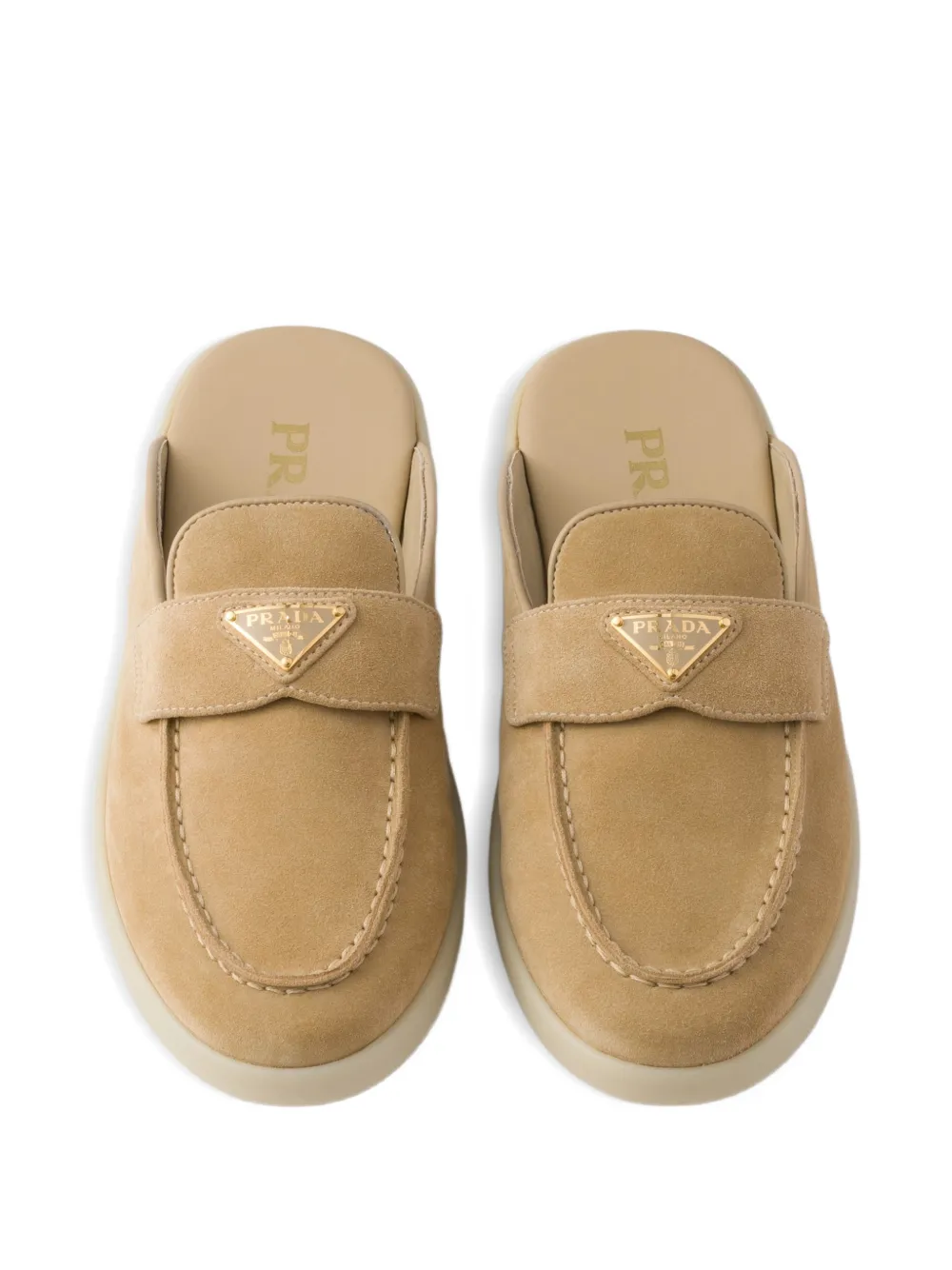 Prada Suède muiltjes Beige